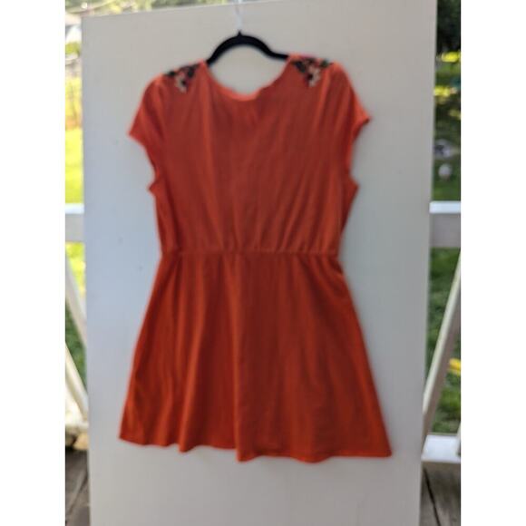 Zara Women Orange Casual Dress M Pullover Boho Floral Casual - Picture 7 of 7